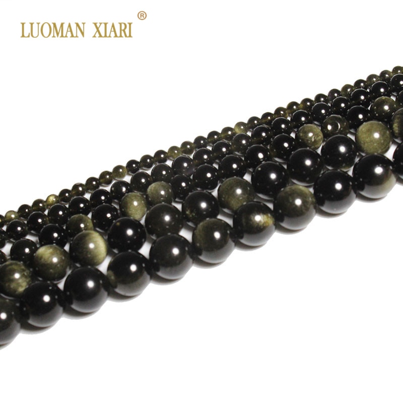 AAA+ Natural Stone Beads Round Golden Obsidian Beads For Jewelry Making DIY Bracelet Necklace 4/6/8/10/12/14 mm Strand 15''