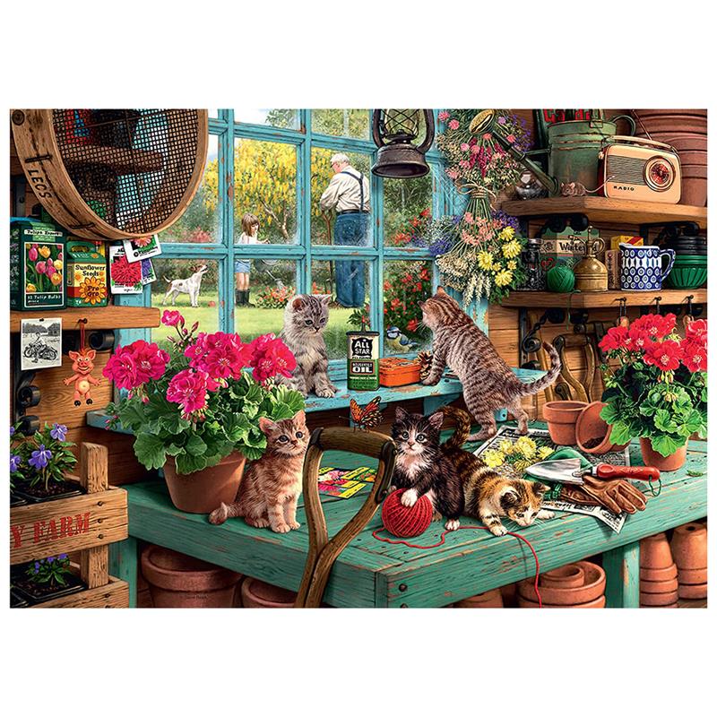 Lazy Cat – Puzzle de 1000 pièces, Puzzle de paysage de chat, étagère de bibliothèque, jouet d'assemblage à monter soi-même pour adultes et enfants: style 2