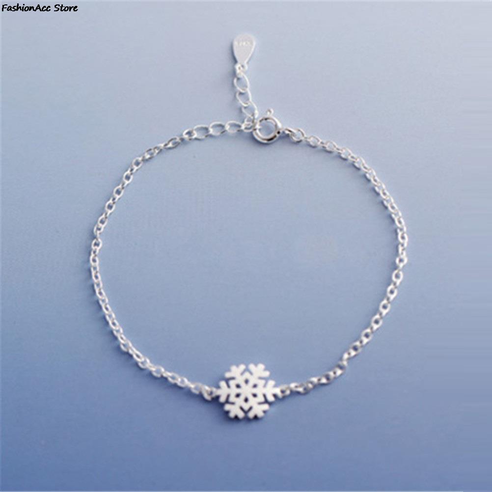 argent plaqué amour charme femmes fille flocon de neige forme Wrap chaîne Bracelet hiver délicat demoiselle d'honneur bijoux