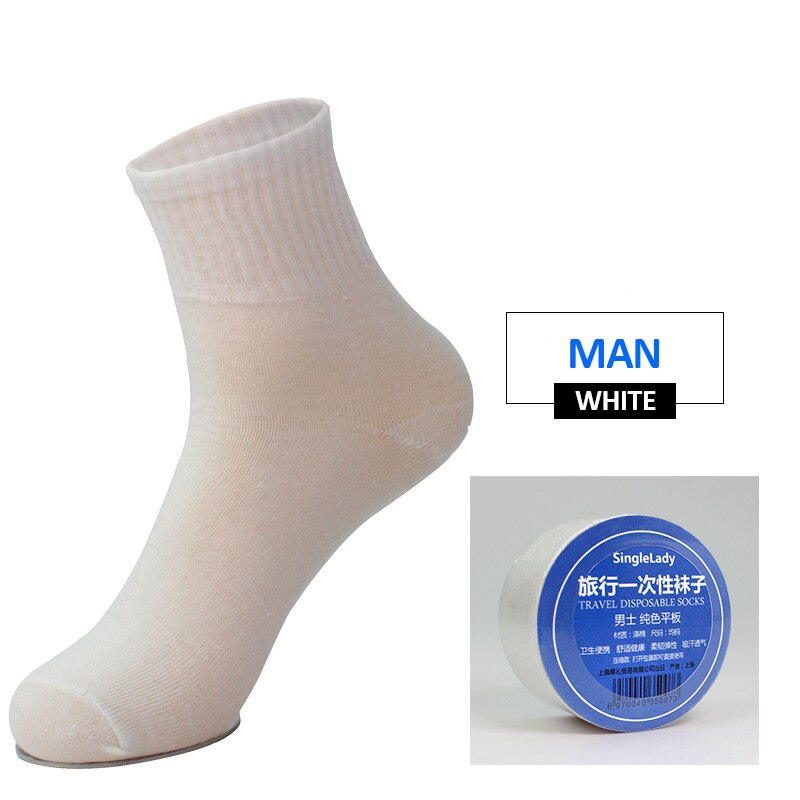 Calcetines desechables blancos Unisex, calcetín deportivo informal, 3 colores, para viajes al aire libre, elásticos de repuesto, SD, 10 par/lote: 13