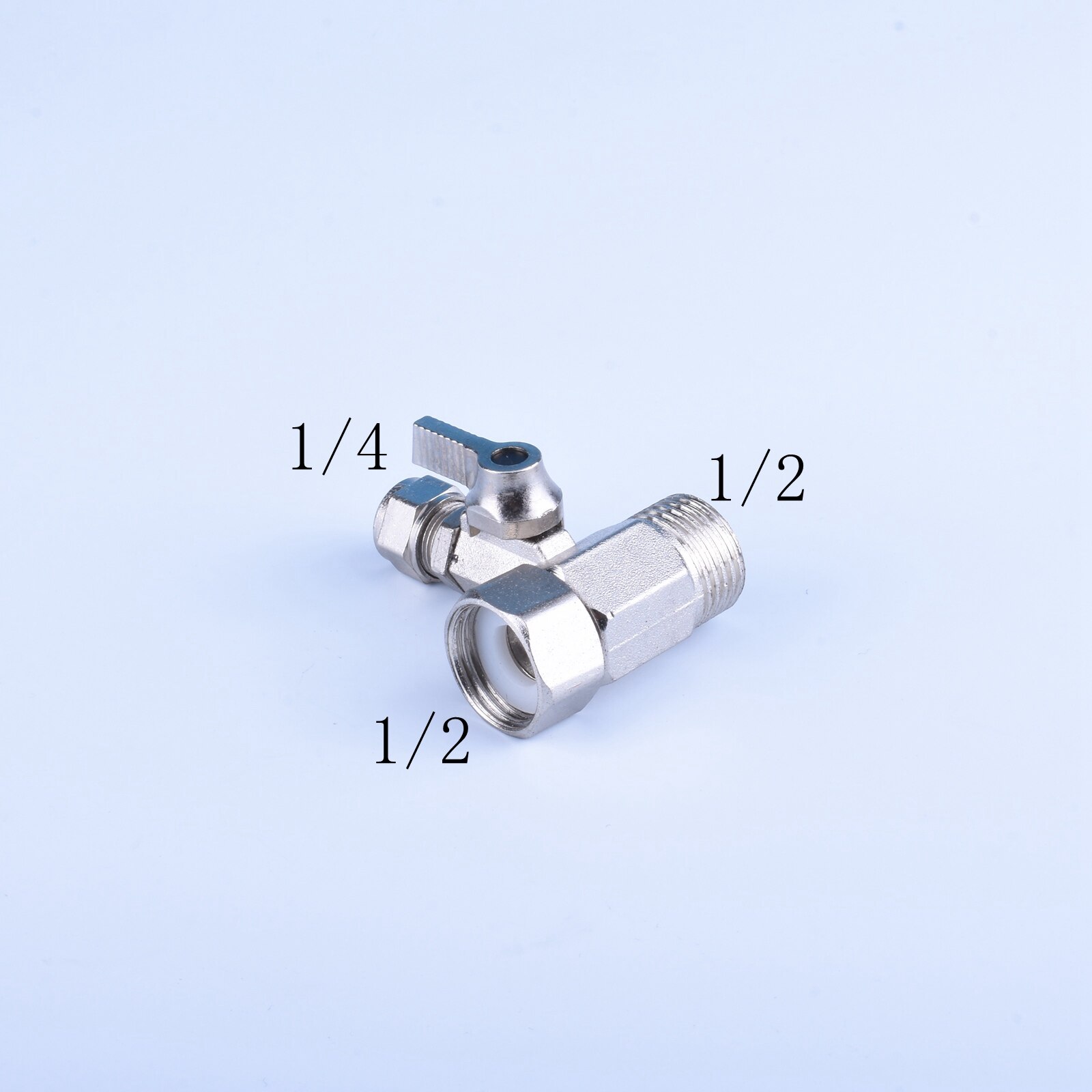 1/4 "1/2" BSP RO filtro de agua entrada tipo T válvula de bola piezas de ajuste de latón de acero inoxidable conector rápido de rosca macho hembra: Marrón