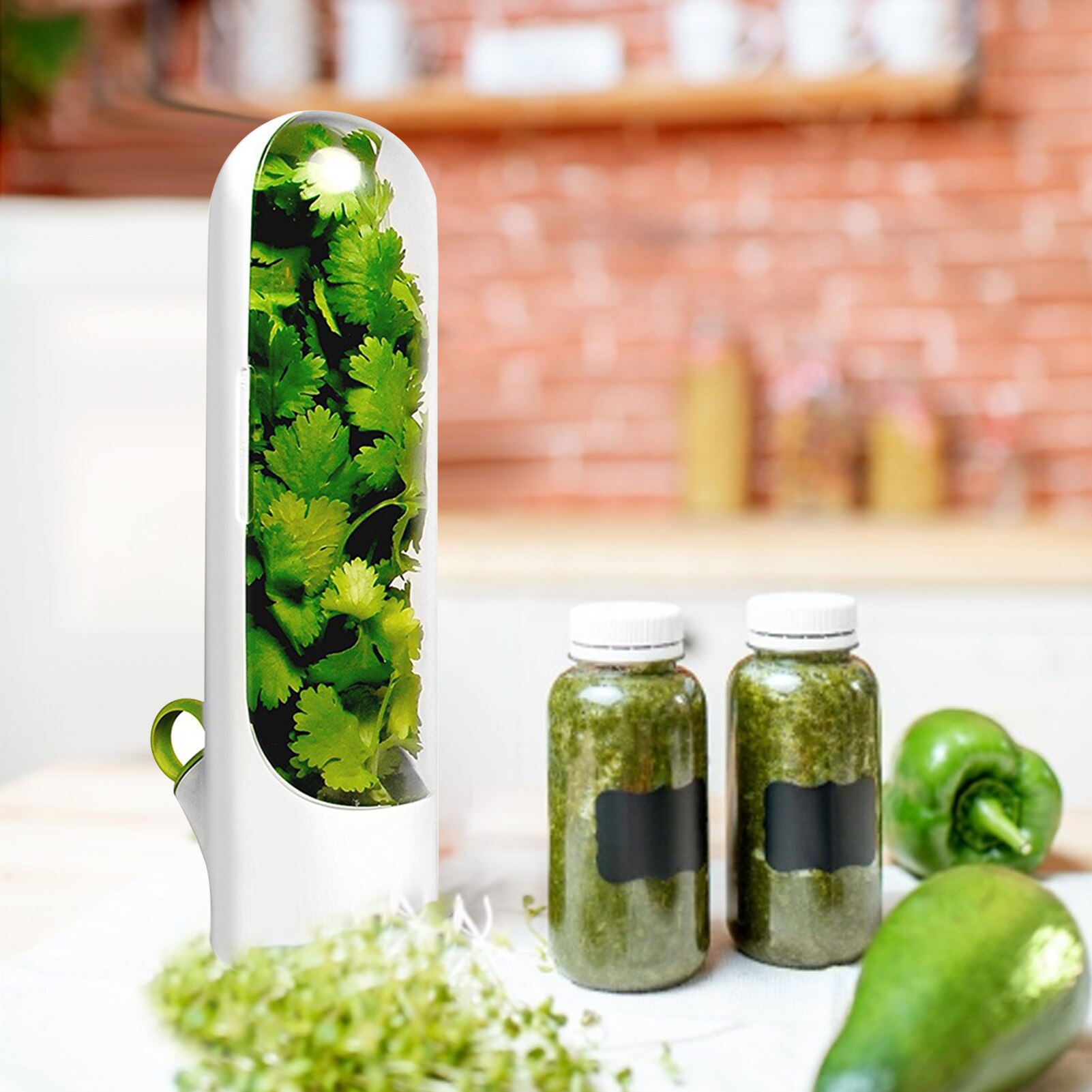 Premium Herb Keeper and Herb Storage Container,Keeps Greens and Vegetables Fresh for 2x Longer For Kitchen storage utensils
