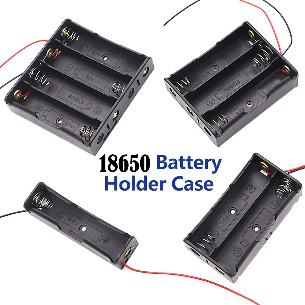 Caja porta baterías 18650, 1 ranura, caja de almacenamiento de batería de 3,7 V, contenedor de plástico de 1/2/3/4 celdas con conexión de cables negros y rojos, 3 uds.