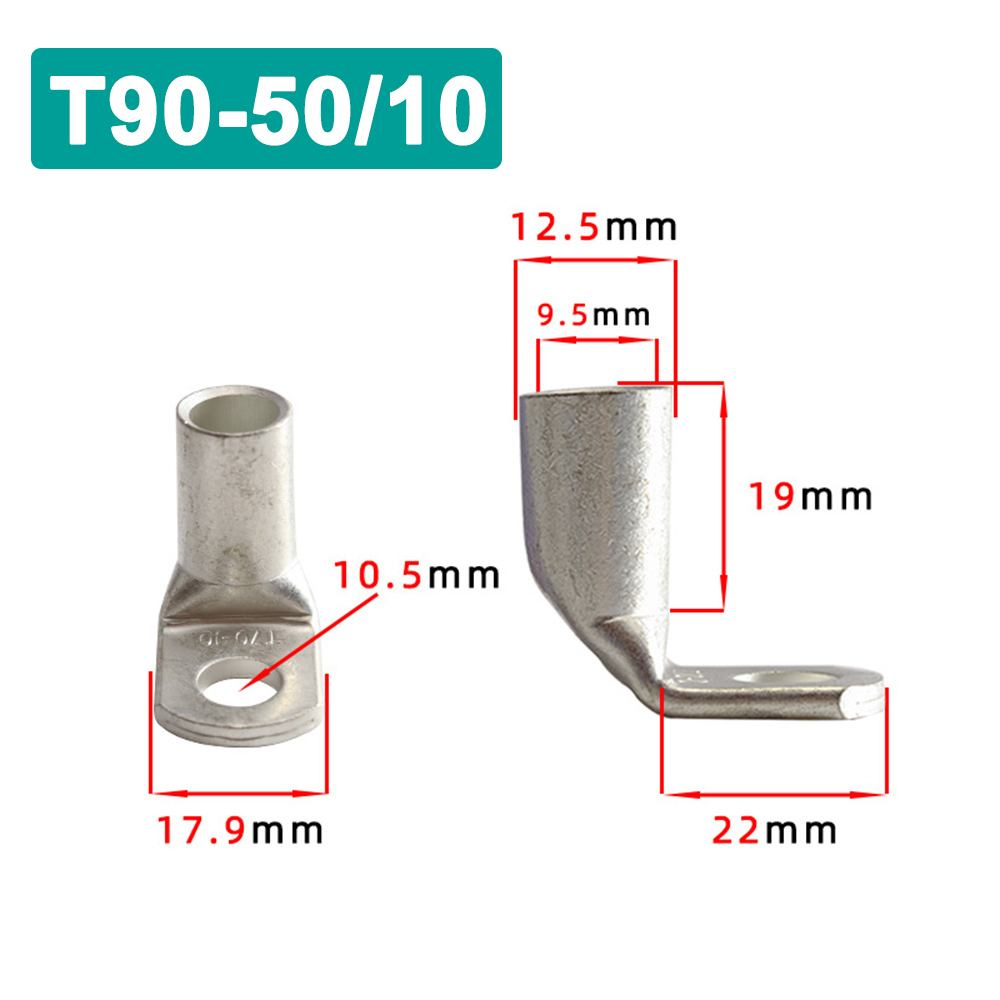 Terminales de Cable T90, conector de Cable de terminal, conector de Cable eléctrico de engarzado estañado de cobre, Terminal de engarzado automotriz de ángulo recto