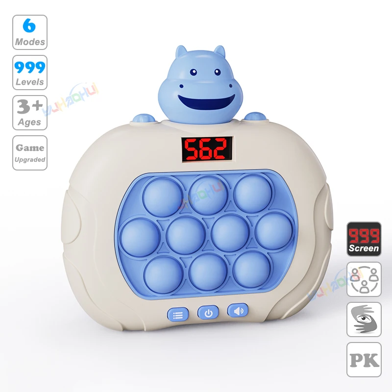 Consola de juegos de empuje rápido con luz Pop electrónica mejorada, juguetes para niños y adultos, juguete antiestrés, máquina de juego interactiva: Azul oscuro