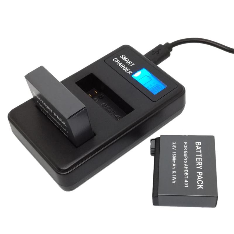 AHDBT-401 LCD Dual Port USB Batterij Oplader voor GoPro Hero 4 Actie Camera Batterij Opladen Dock voor Gopro Camera Accessoires