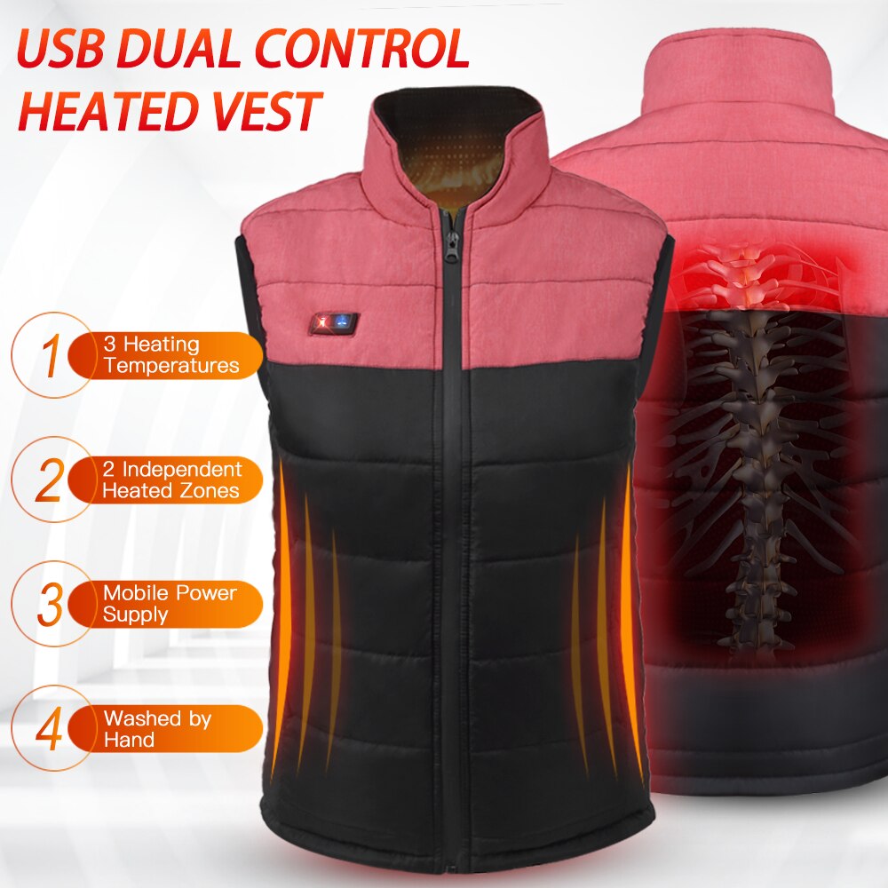 USB Heated Vest Portable Heating Warm Vest Electric Warm Vest Water-resistant Warm Vest for Men Women