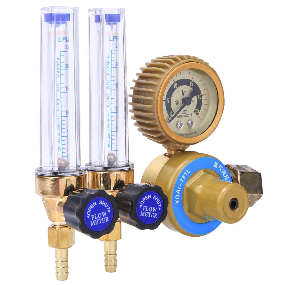 Argon Pressure Gauge 0.25MPa Argon Gas Pressure Reducer Double Gauge Meter Welding Accessory Welding Pressure Regulator