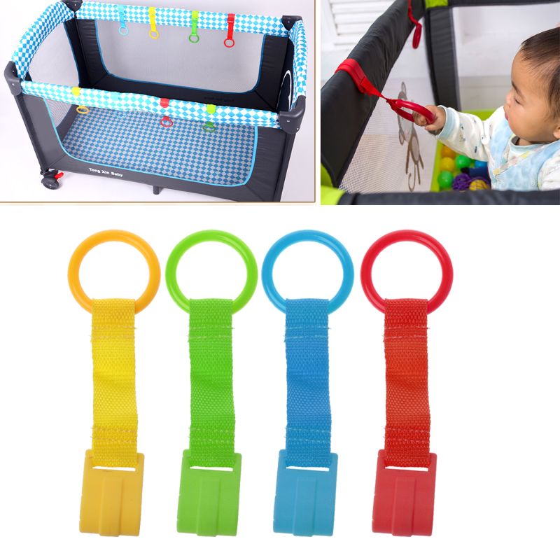 1Pc Baby Bed Draagbare Wieg Stand Up Multi-color Wake Up Haak Pull Ring Opvouwbare Hangers Speelgoed