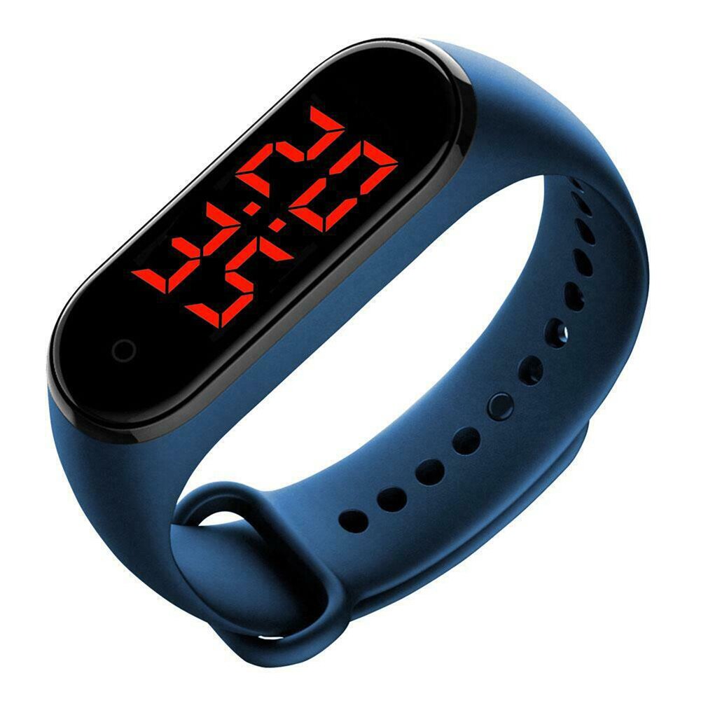 Body Temperature Smart Wrist Band Durable Practical Multi-functional Classic Bracelet with LED Display 90 Days Standby Time: Blue