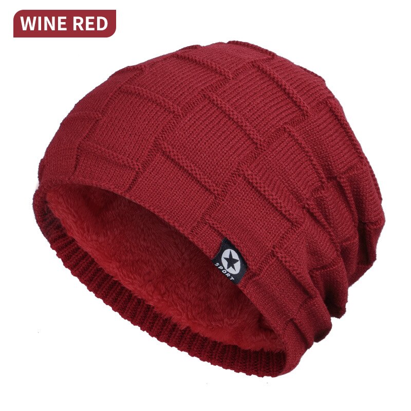 Mænd kvinder unisex varme ski beanies wrap rasta twist stribe strik hatte cap beanie: Rødvin
