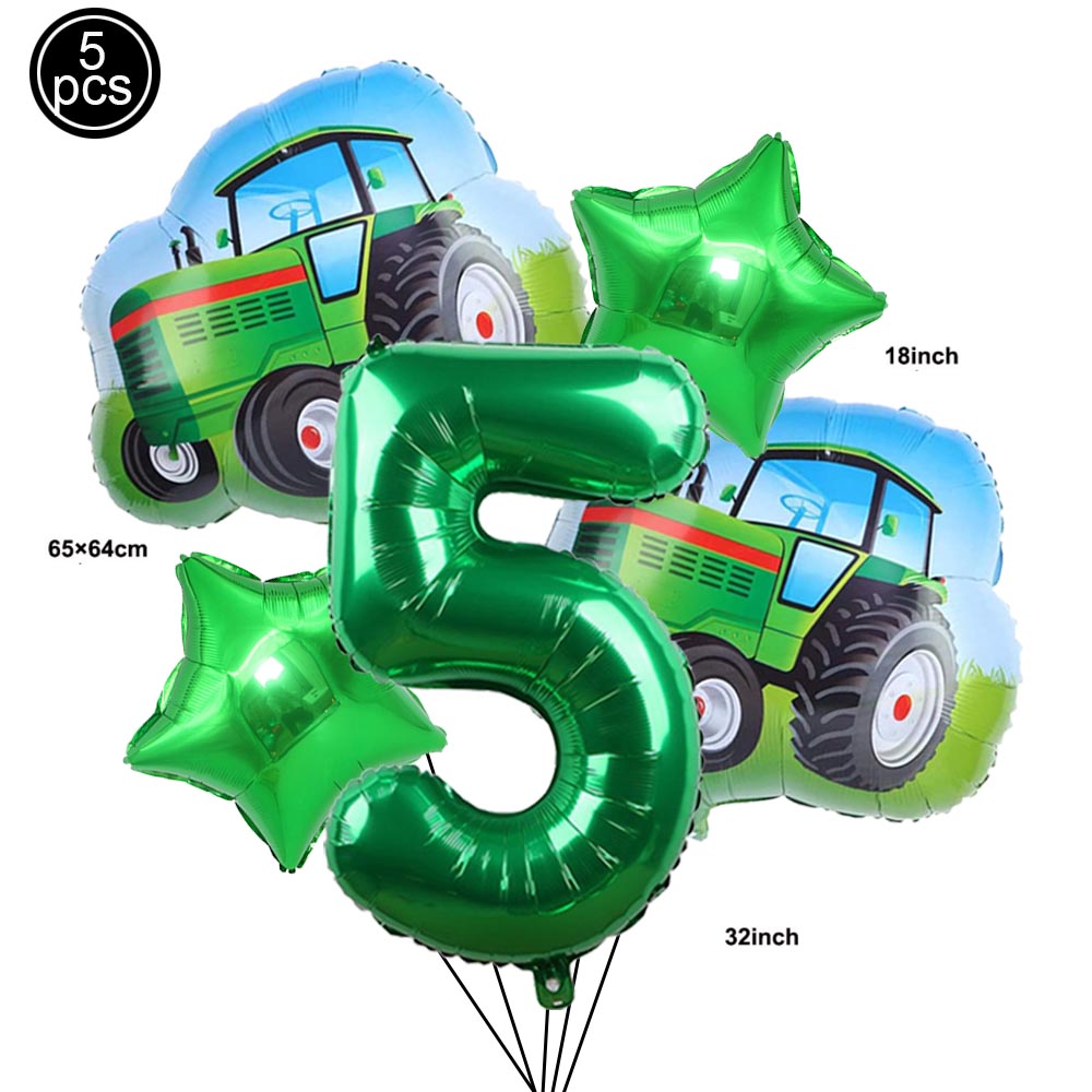 Tracteur gâteau Topper vert véhicule de ferme voitures joyeux anniversaire gâteau Topper enfants ferme tracteur thème fête tracteur gâteau décorations: GRIS