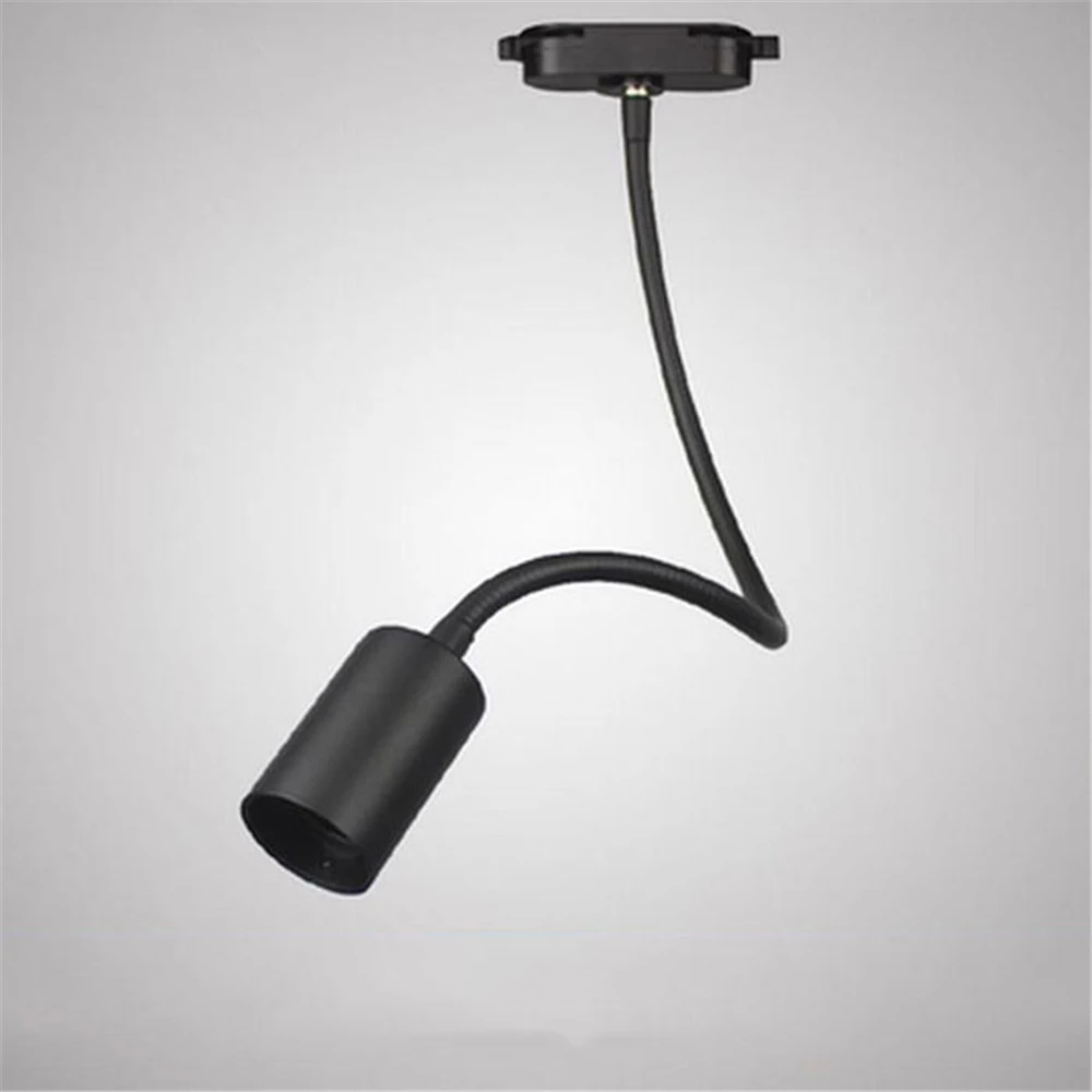 Black White LED Track Lighting E27 Adjustable Gooseneck Hose Track Spotlight Fixture for Clothing Store Exhibition Hall: Dark purple