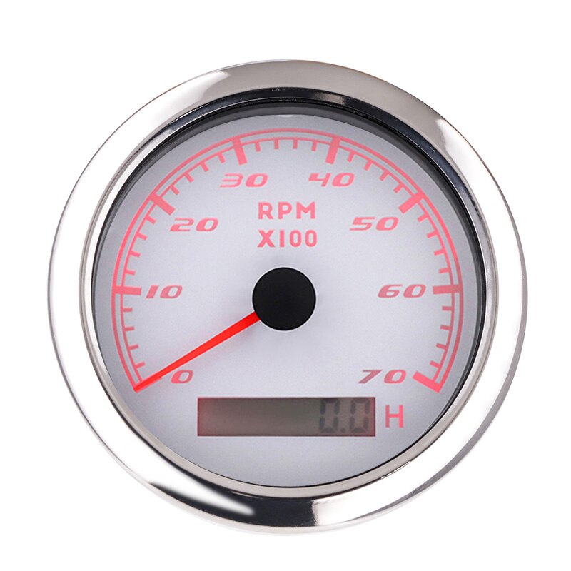Edelstahl Lünette Auto Stiefel Drehzahlmesser 7K RPM Digital Tacho Meter Mit LCD Stunde Meter Für Gas Motor- Marine 85MM