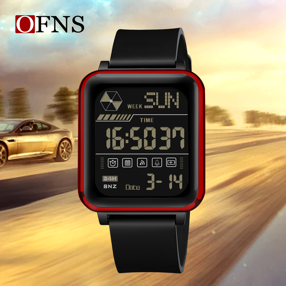 OFNS Top 6159 Casual elektronisch herenhorloge Multifunctioneel digitaal nachtlampje Waterdicht en schokbestendig herenhorloge 2024