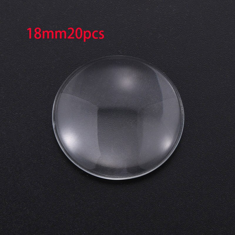 8/10/12/14/16/18/20/25/30/35/40/45/50 Round Flat Back Clear Glass Cabochon, , Cabochon Cameo For Diy Jewelry Making: 18mm20pcs