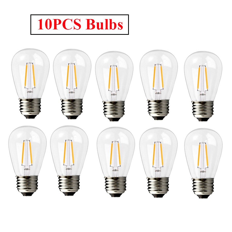 S14 Commercial Grade LED String Light With 5/10/15PCS Edison Bulbs E27 Waterproof for Outdoor Street Backyard Patio Cafe Bistro: Only 10PCS Bulbs / 220V EU UK AU Plug