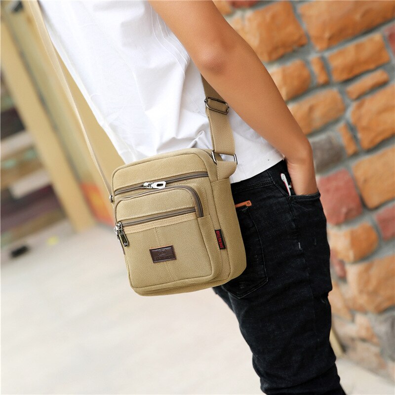 Hommes sacs de messager sac à bandoulière hommes sac de voyage toile sac à main pour homme coréen tendance Simple Pack: Kaki