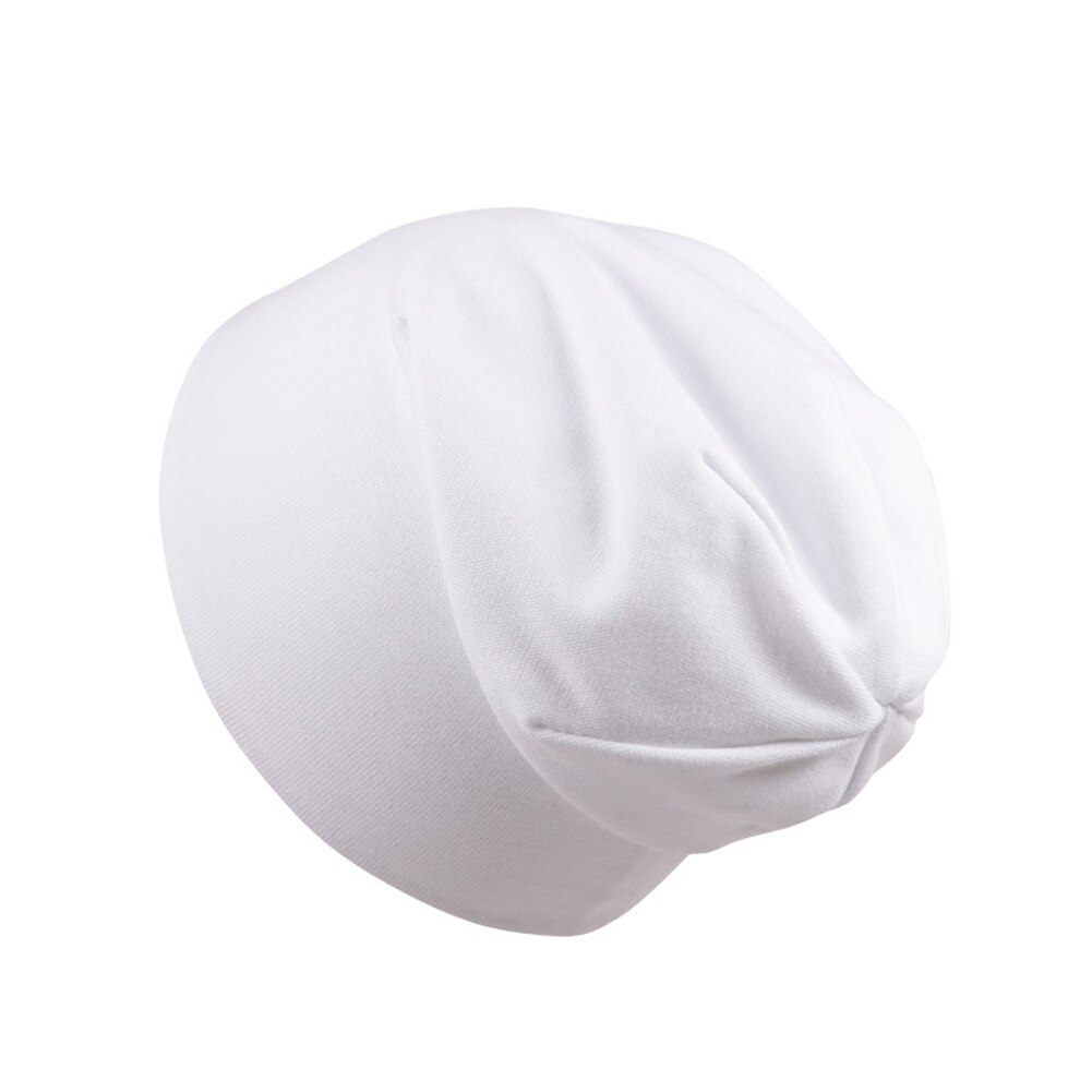 Cute Solid Color Baby Kids Beanie Cap Boys Girls Infant Warm Cotton Knitted Hat for babier: White