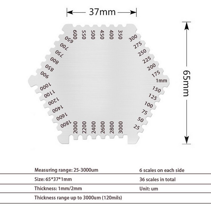 Peigne à Film humide 25-3000um jauge d'épaisseur en acier inoxydable jauge de Film humide de précision jauge d'épaisseur feuille peigne à Film humide