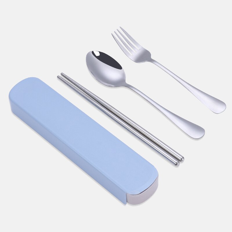 Roestvrijstalen reisservies met doos voor kinderpicknick, zilverwerk, bestek, dinerset, draagbaar servies, keukenaccessoires: 4
