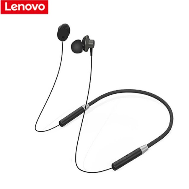 Lenovo HE05 Wireless Bluetooth 5.0 Magnetic Neckband Earphones Headset IPX5 Waterproof Sport Earbud Noise Cancelling Mic: HE05 black