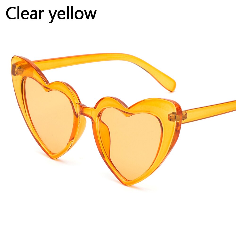 Heart Shaped Sonnenbrillen für Frauen Liebe Herz Sonnenbrille UV400 Schutz Brillen: Clear yellow