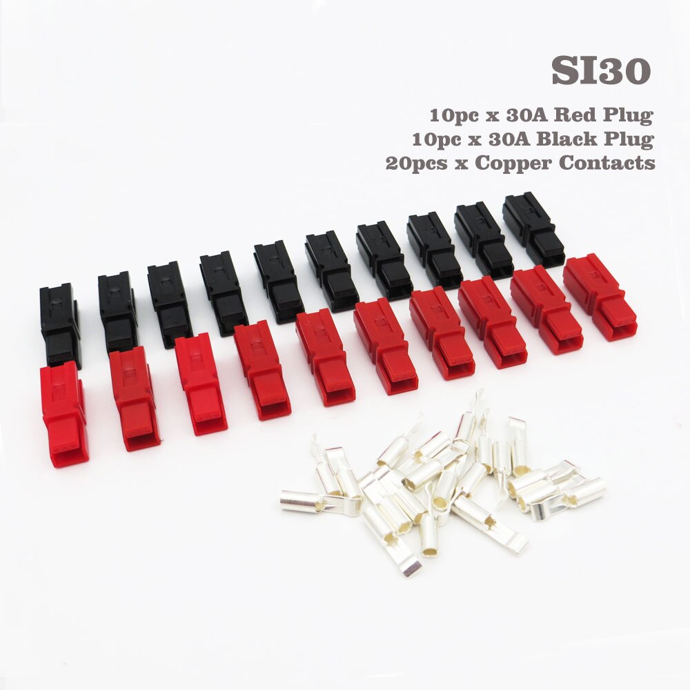 10Pairs X 30A 45A 600V PP30 Power Connector Plug Rood Zwart PP30 PP45 Power &amp; 20pcs Contacten voor Solar Caravan Boot: 30A