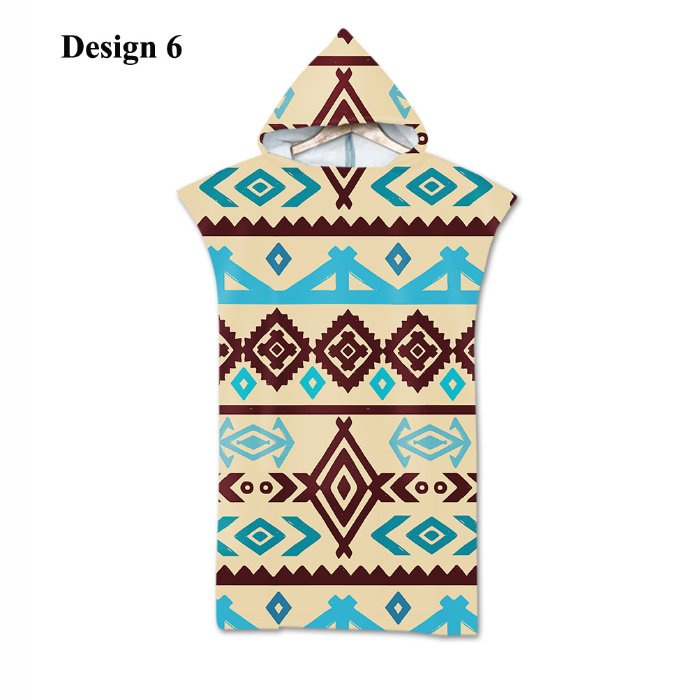 aztèque bohème géométrique Triangles Zigzags diamants rayures imprimer grand adulte Poncho à capuche piscine bain serviette de plage: Design 6