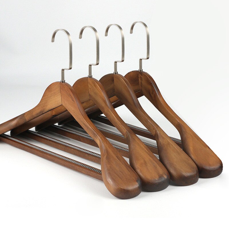 Cintre à épaule large de , 1 pièce, unisexe, Vintage, en bois, vêtements de ménage, antidérapant, pour costume, # T2P