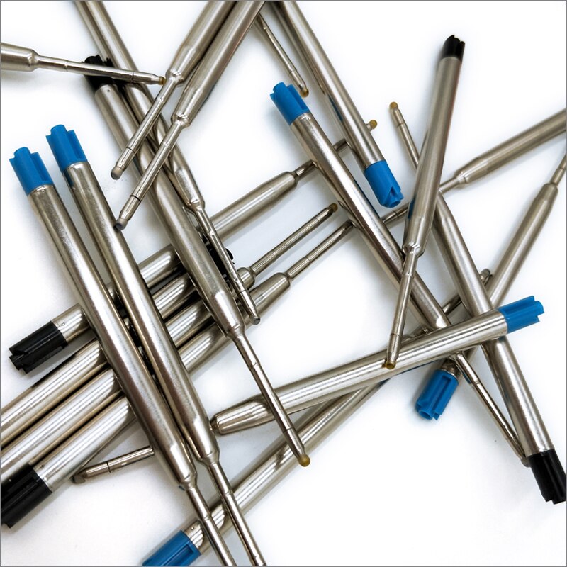 10pcs highly Universal Standard Style Black and Blue Ink refill 0.7mm Medium Nib metal Ball Point Pen Refills