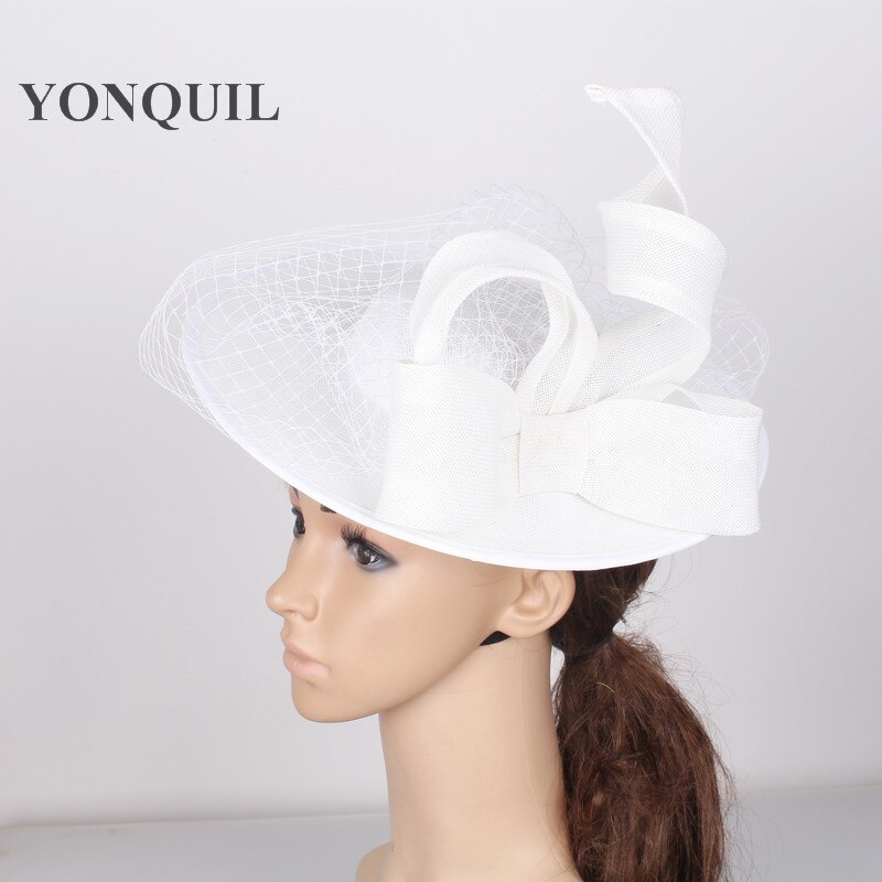 Large 30CM Round White Fascinator Base Velling Hair Accessories Women Party Wedding Hat Imitation Sinamay Birdcage Veil Headwear