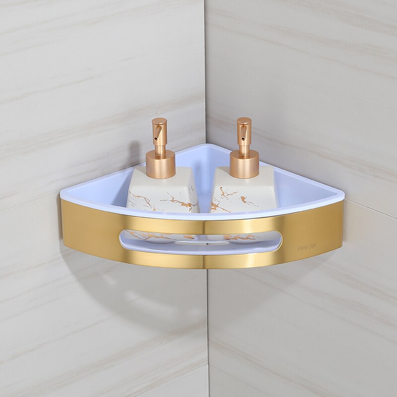 Triangle Towel Shower Storage Rack Black Corner Shelves Wall Mounted Stainless Steel Holder Bathroom Shelf Organizer