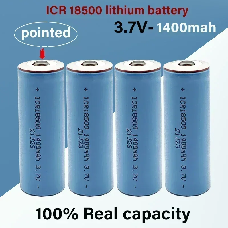 18500 battery, aluminum ion battery, 3.7V 1400mAh, with pointed rechargeable, suitable for strong light flashlights
