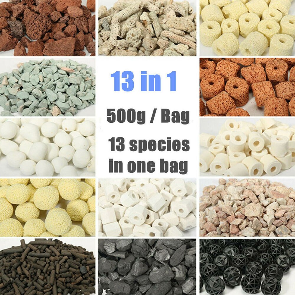 500G Aquarium Aquarium Filter Media Keramische Ringen Actieve Kool Bio Ballen Clear Waterzuivering Met Filter Netto Zak