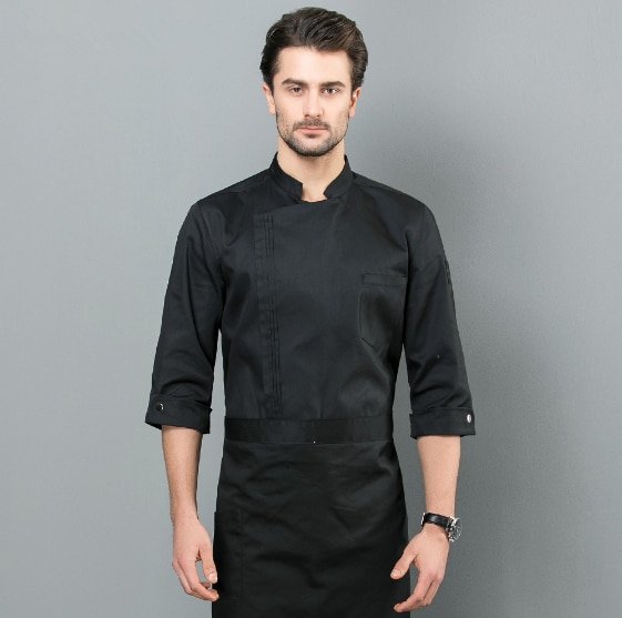 Food Service Kitchen Work Jackets Restaurant Chef Uniforms Sushi Bakery Cafe Waiter Catering black white coat