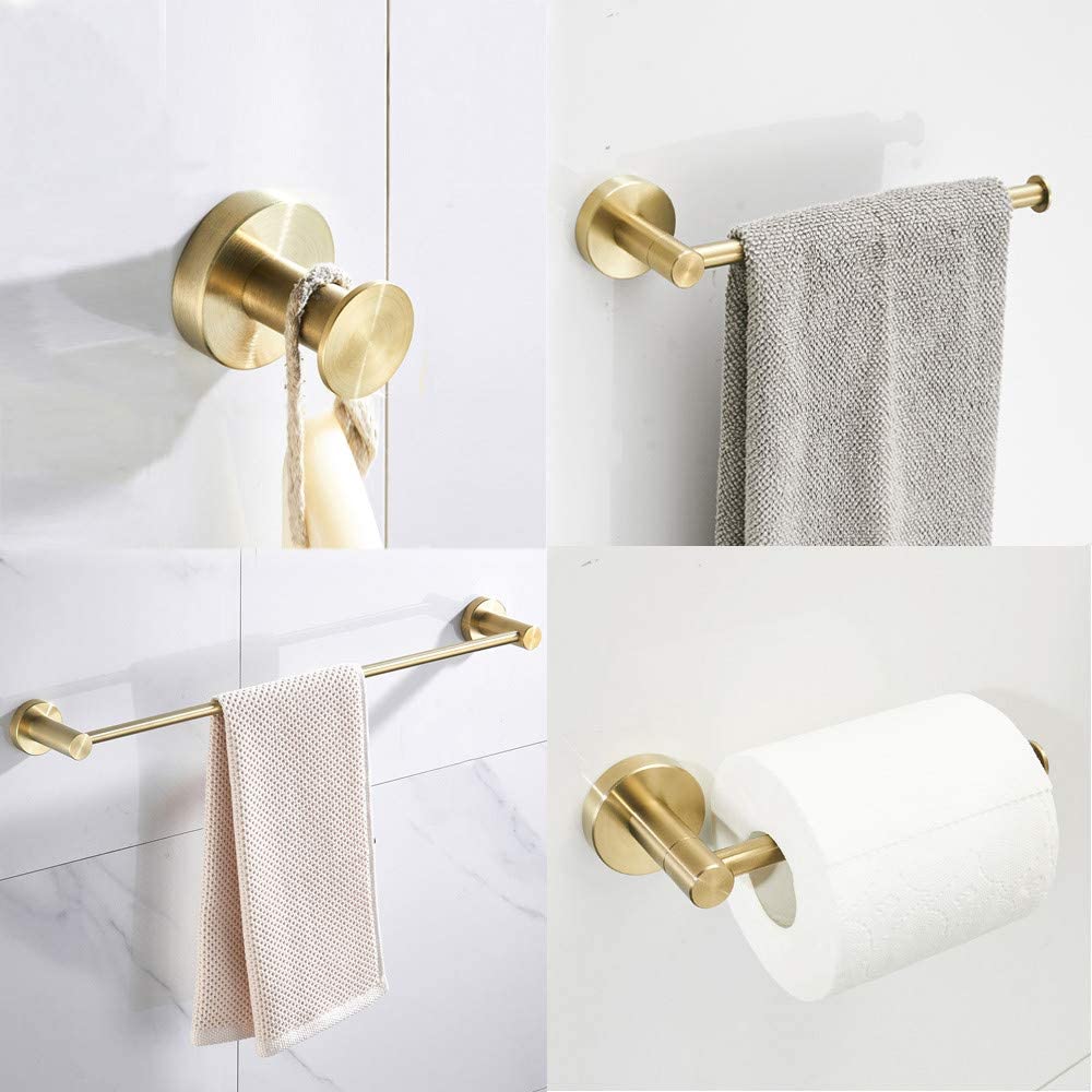 Moderne Gebürstetem Gold Badezimmer Zubehör Set Inklusive 4 Stück Wand Montiert Bad Hardware Set Runde Grundlegende: Default Title