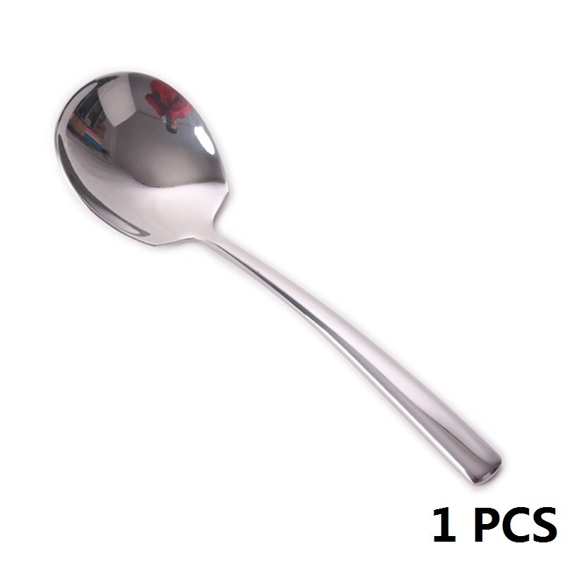 Buffet grande de acero inoxidable de 8,5 pulgadas, cuchara de espesor para servir sopa, arroz, cena, cucharada grande, cubiertos para restaurante, 1-2 Uds.: 1pcs Serving Spoon