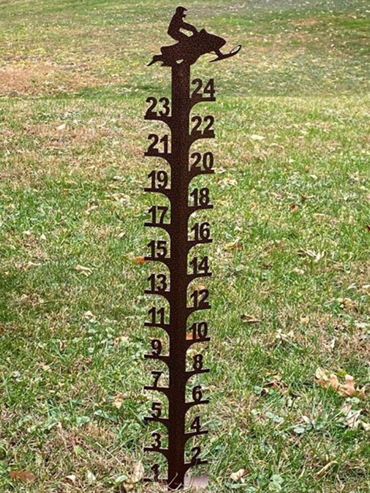 Garden Snow Meter Ornaments Motorcycle Pattern Snow Depth Gauge Snowfall Meter Snow Ruler Snow Detector Snow Height Measurer