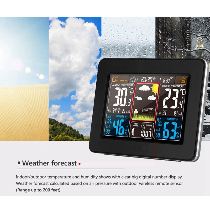 Weather Station Air Pressure Forecast Alarm Indoor Outdoor Thermometer Hygrometer Wireless Multifunction Clock