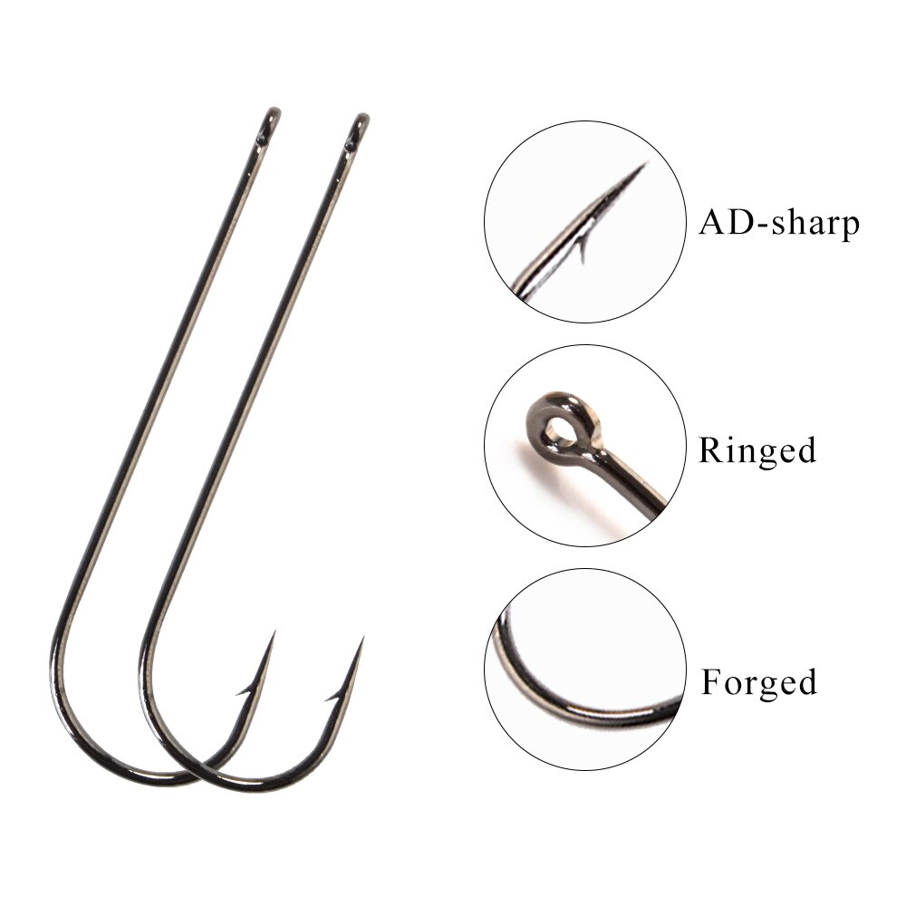 Fish king 3- pack/lot aberdeen vishaak maat 1/0# - 10#  vishaken van hoogwaardig koolstofstaal jig karper met weerhaak anzol ringoog haak