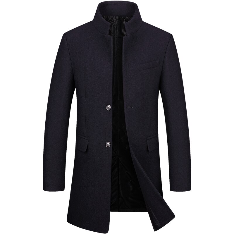 Herre frakke vinter, herre peacoat, herre kashmir, herre uld frakke, uld frakke herre, herre ulden overfrakke, herre frakke, vinter uld frakke herre: Marine blå / Xxl