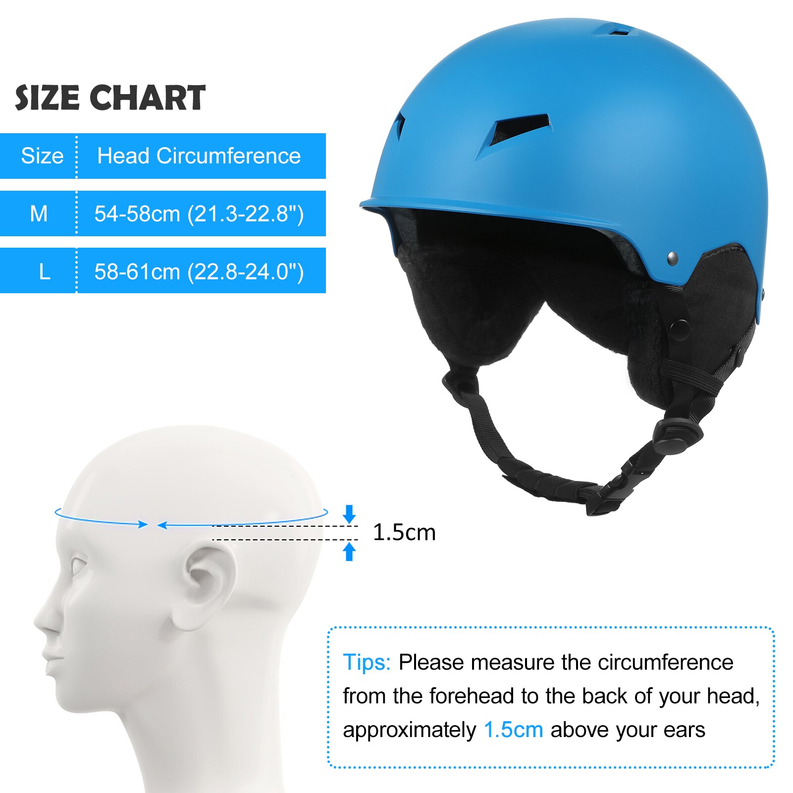 Casque de neige avec protège-oreilles détachable, pour hommes et femmes, de Snowboard avec lunettes à sangle fixe, de sécurité, de ski, de sport