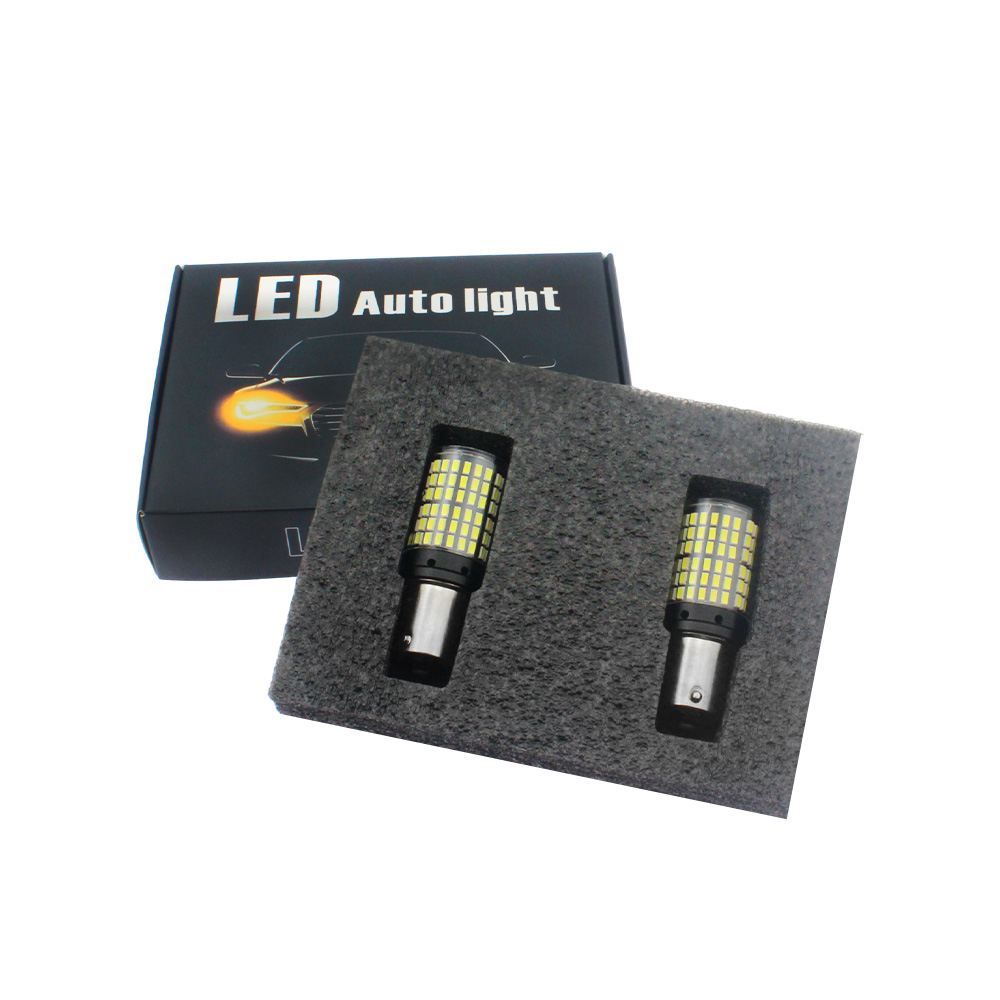 2 uds coche LED 1156 BA15S P21W BAU15S PY21W 1157 BAY15D 7443 bombillas LED 144SMD CanBus lámpara luz de señal de giro inverso