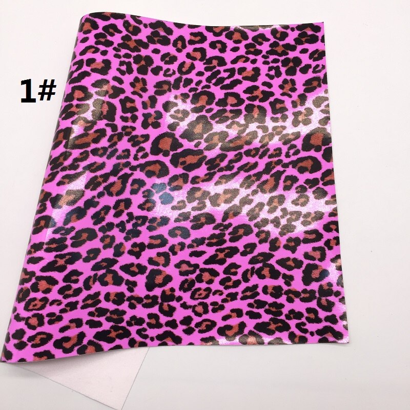 1pc 21 x 29cm neon leopard trykt kunstlæder stof, syntetiske læder ark til at gøre buer leosyntetisk  t391: 1