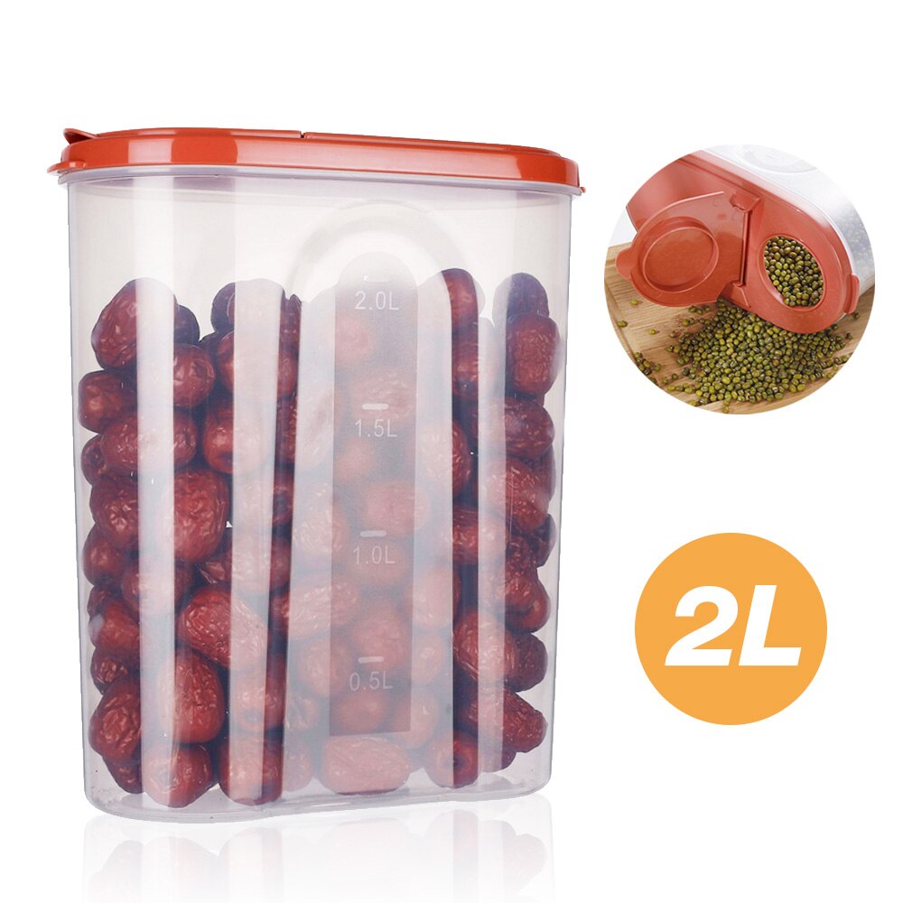 Réservoir de stockage de nourriture en vrac conteneurs de stockage de nourriture caisse organisateur Transparent scellé-boîtes boîte avec couvercles étanche u-miss pour la cuisine: Rouge