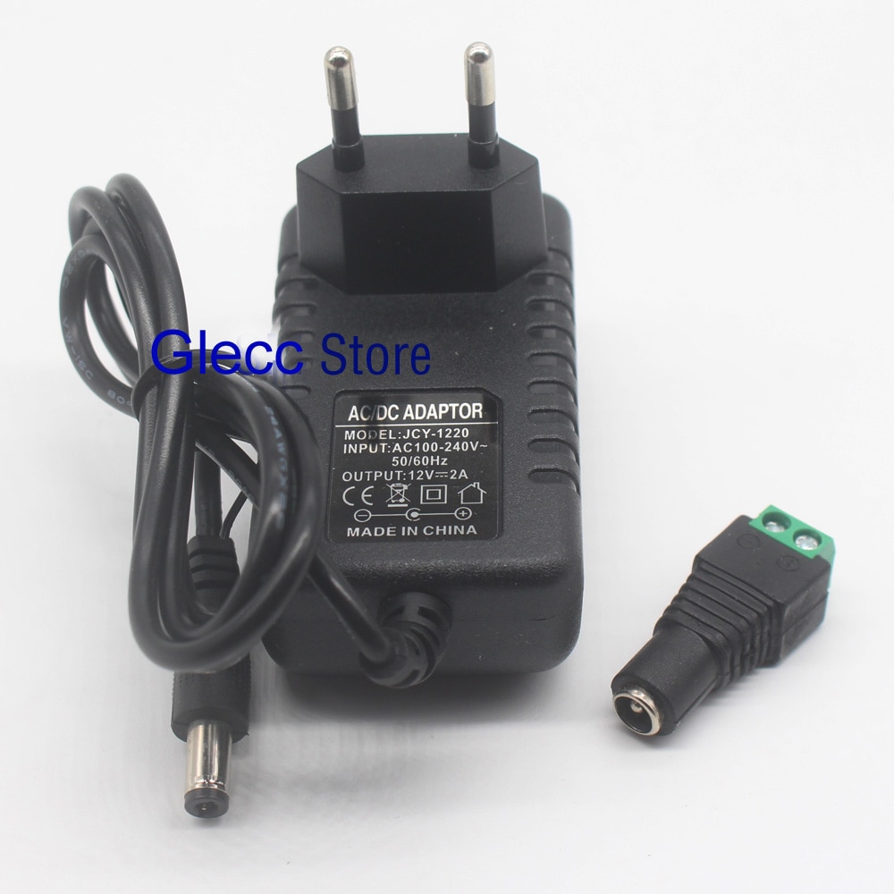 1 STKS 24 W EU US Plug Driver Adapter AC110V 220 V DC 12 V 2A 5.5*2.1mm LED Voeding + 1 stks Vrouwelijke Connector Voor LED Strip