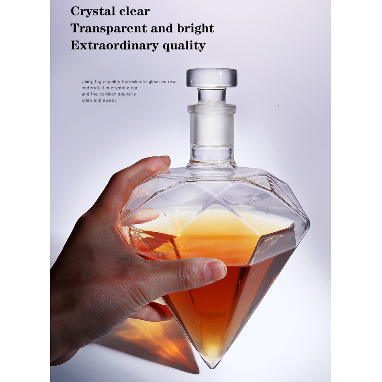 Heart Shape Glass Diamond Wine Decanter Vodka Wine Liquor Bourbon Wine Pourer Cocktail Glass Whisky Dispenser Bottle Bar Set
