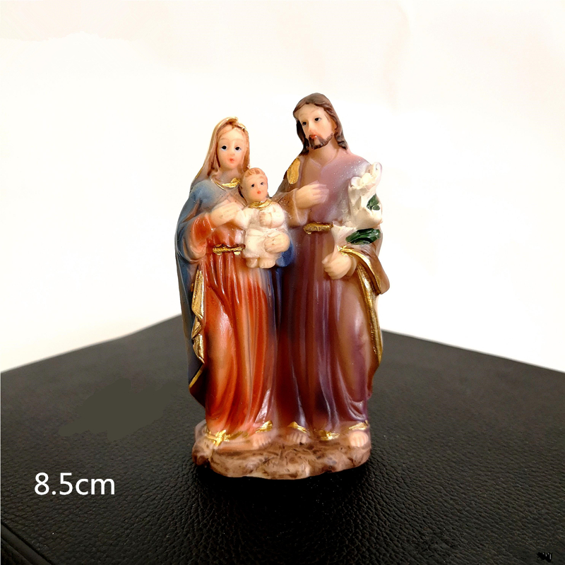 Religiös statyett helig familj staty jesus heliga hjärta staty välsignade jungfru maria staty: Färg 9