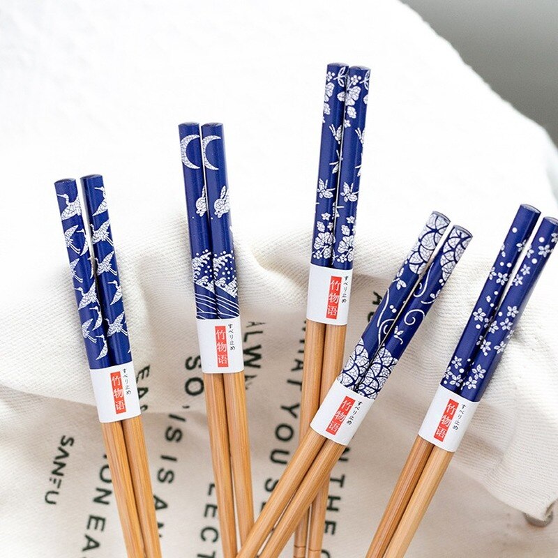Bamboo Chopsticks Tableware Box 5 Pairs Chopsticks Chopsticks Set Korean Kitchen Supplies Natural Bamboo Flatware